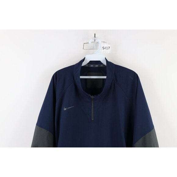 Nike Mens Size 3XL Color Block Swoosh Half Zip Pullover Jacket Navy Blue - Picture 2 of 15
